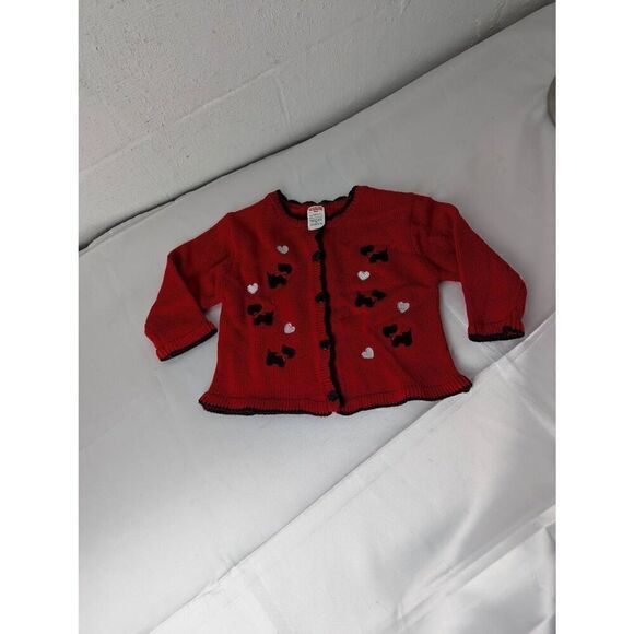 Fisher Price Red Scottie Dog Baby Girl Cardigan Button Up Sweater 18 Months - Picture 2 of 7